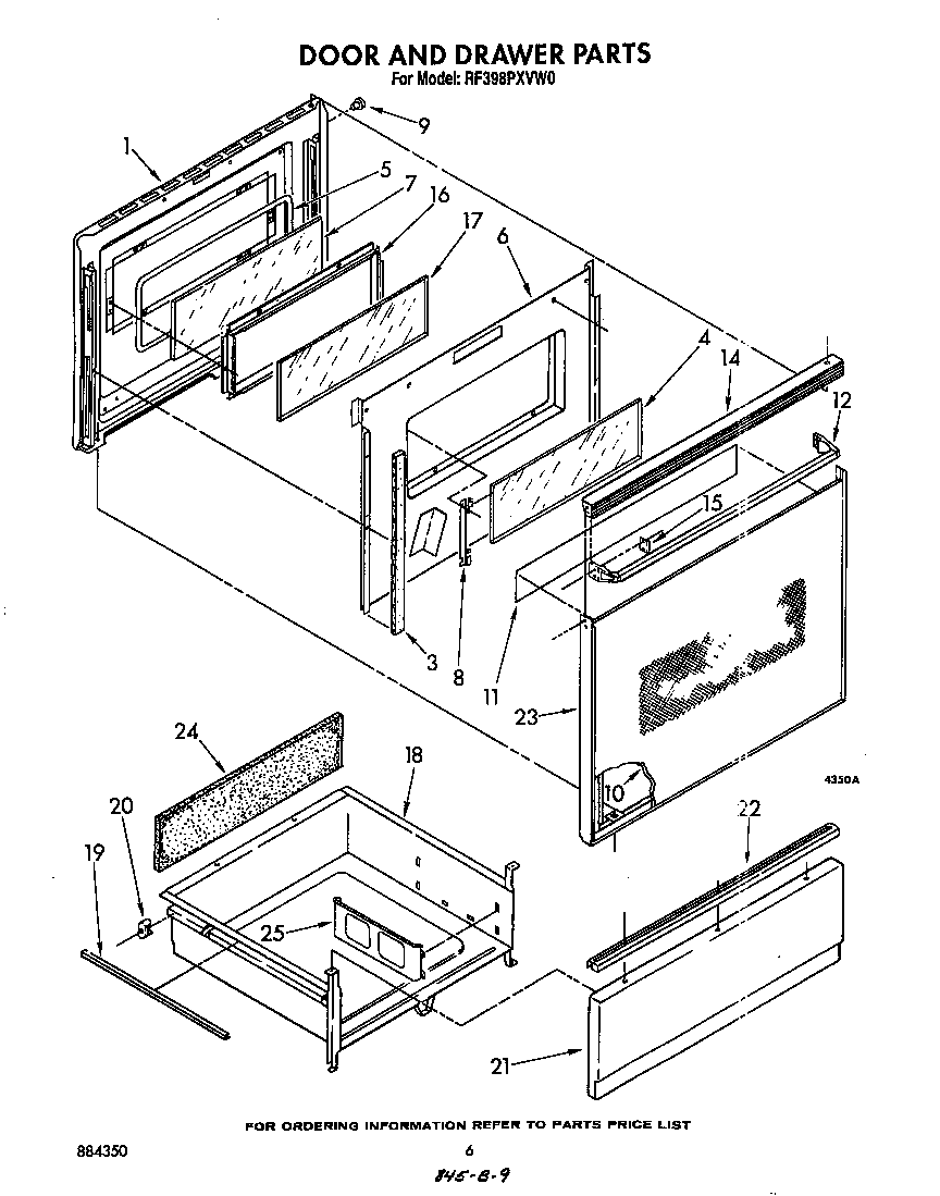 Whirlpool RF398PXVW0 door and drawer diagram