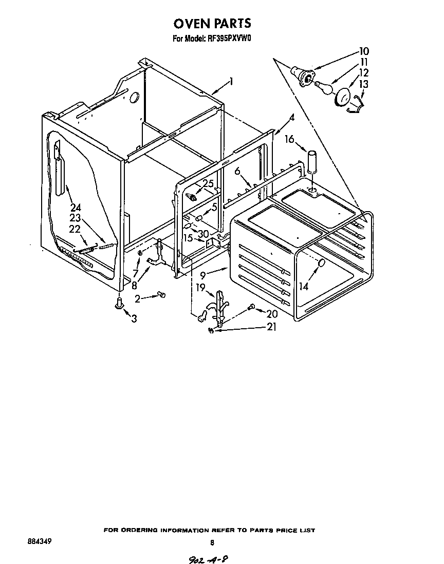 Whirlpool RF395PXVW0 oven diagram