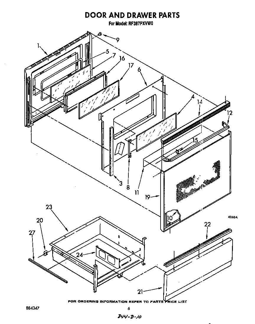 Whirlpool RF387PXVW0 door and drawer diagram