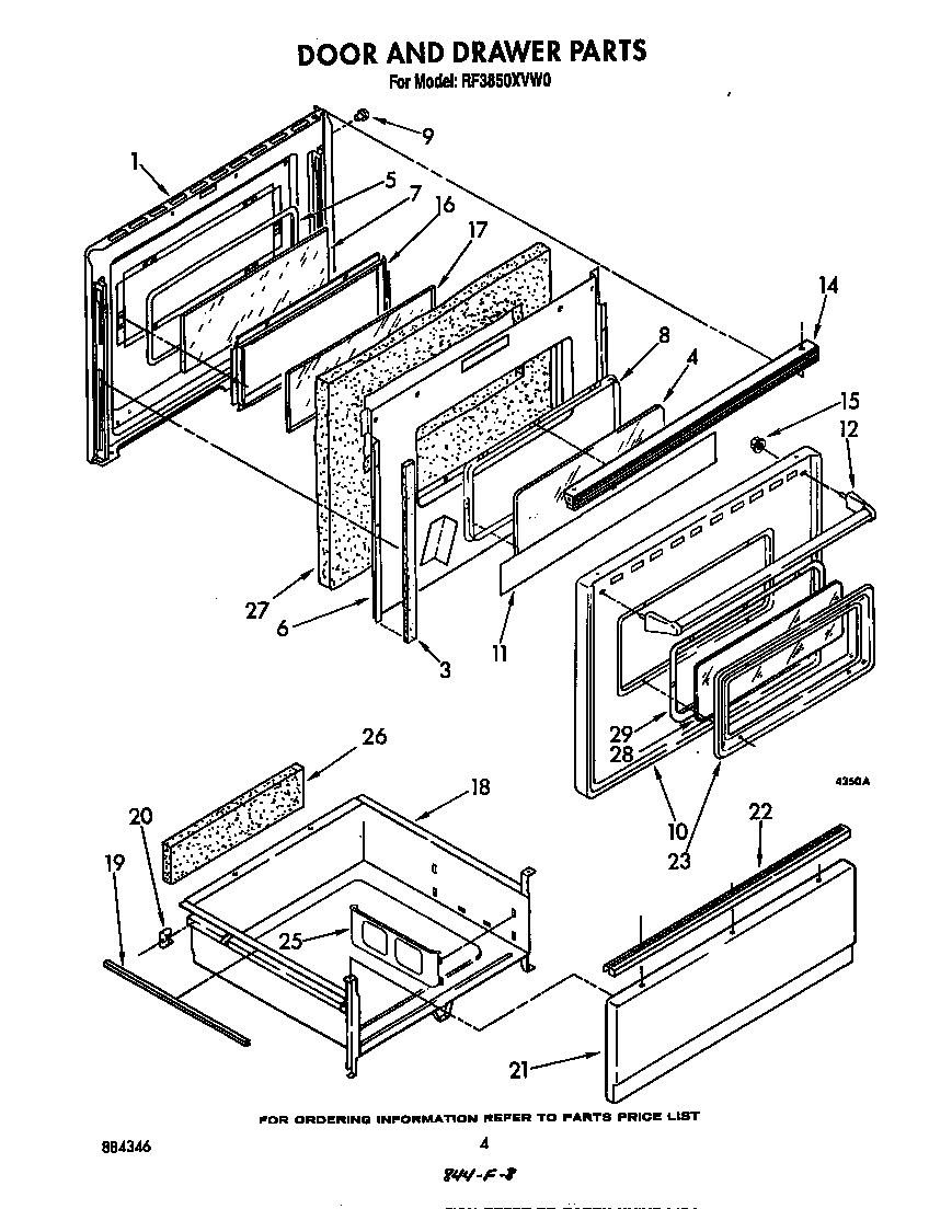 Whirlpool RF3850XVW0 door and drawer diagram