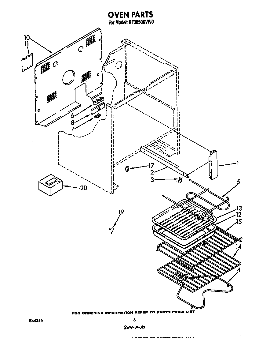 Whirlpool RF3850XVW0 oven diagram