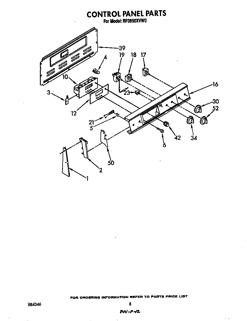 Whirlpool RF3850XVW0 control panel diagram