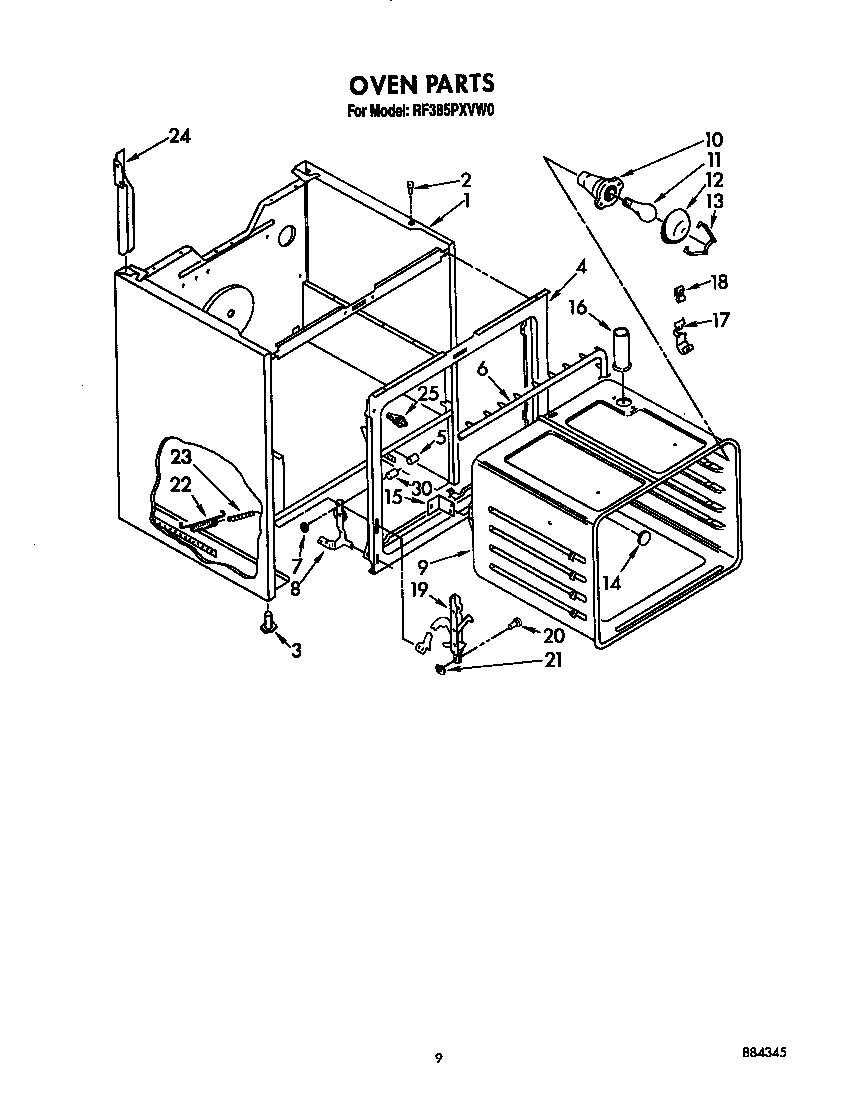 Whirlpool RF385PXVW0 oven diagram