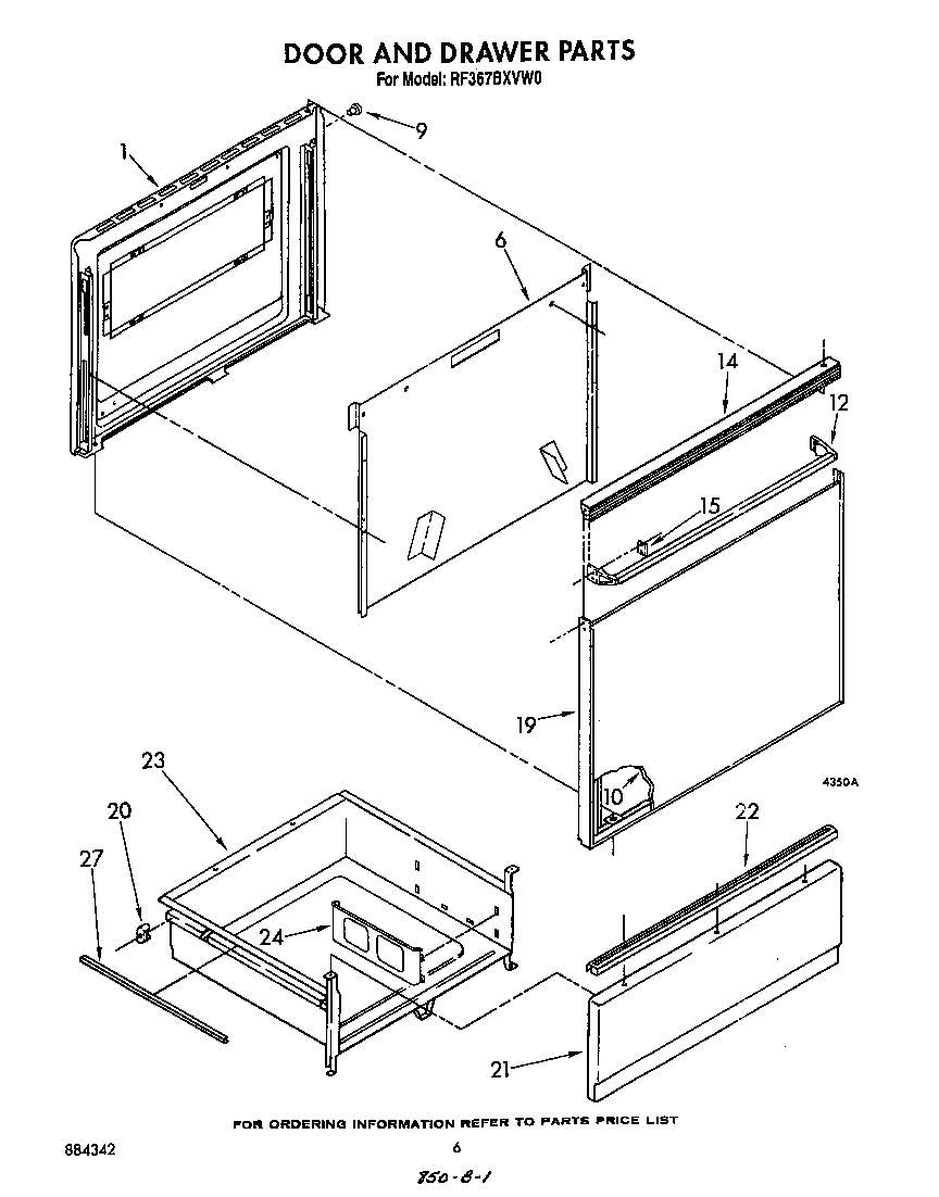 Whirlpool RF367BXVW0 door and drawer diagram