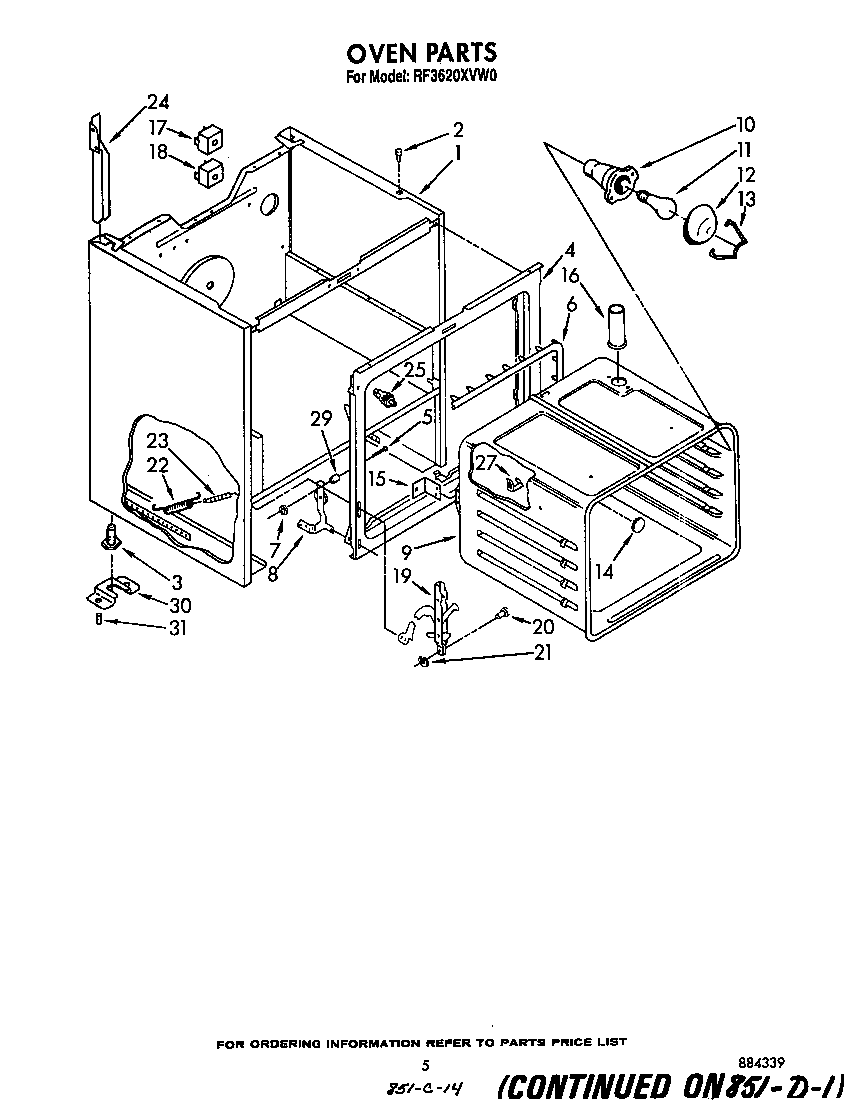 Whirlpool RF3620XVW0 oven diagram