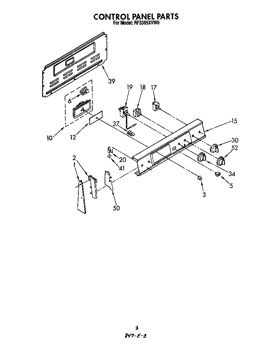 Whirlpool RF3365XVW0 control panel diagram