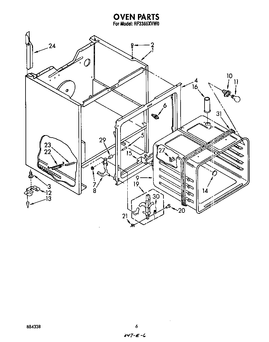 Whirlpool RF3365XVW0 oven diagram