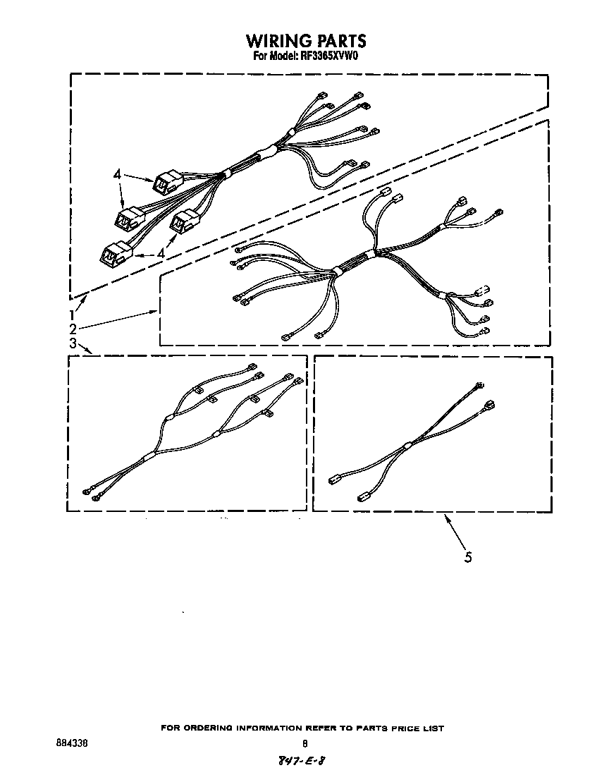 Whirlpool RF3365XVW0 wiring harness diagram