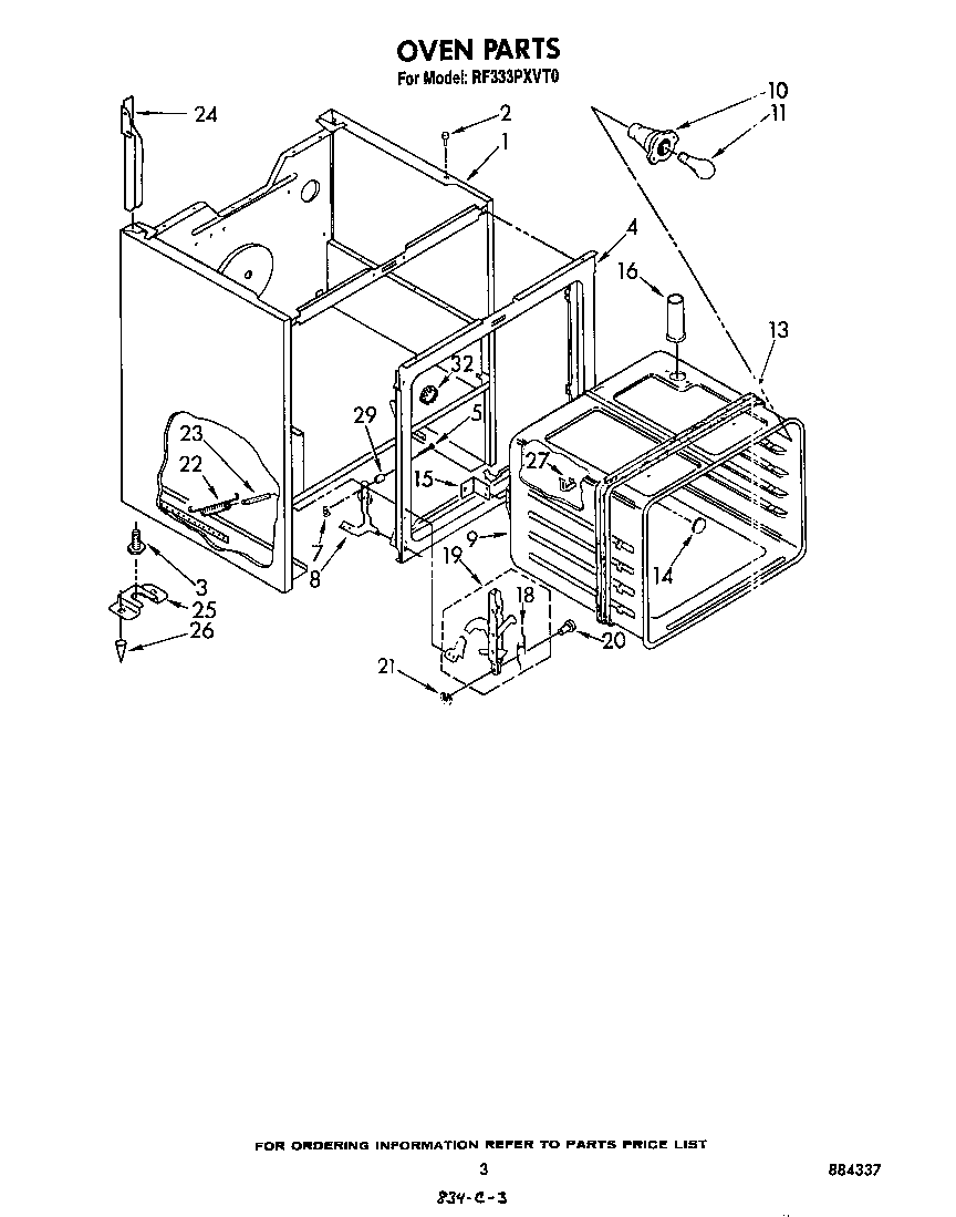 Whirlpool RF333PXVT0 oven diagram