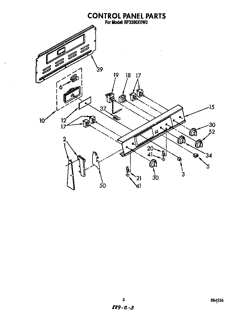 Whirlpool RF3300XVW0 control panel diagram