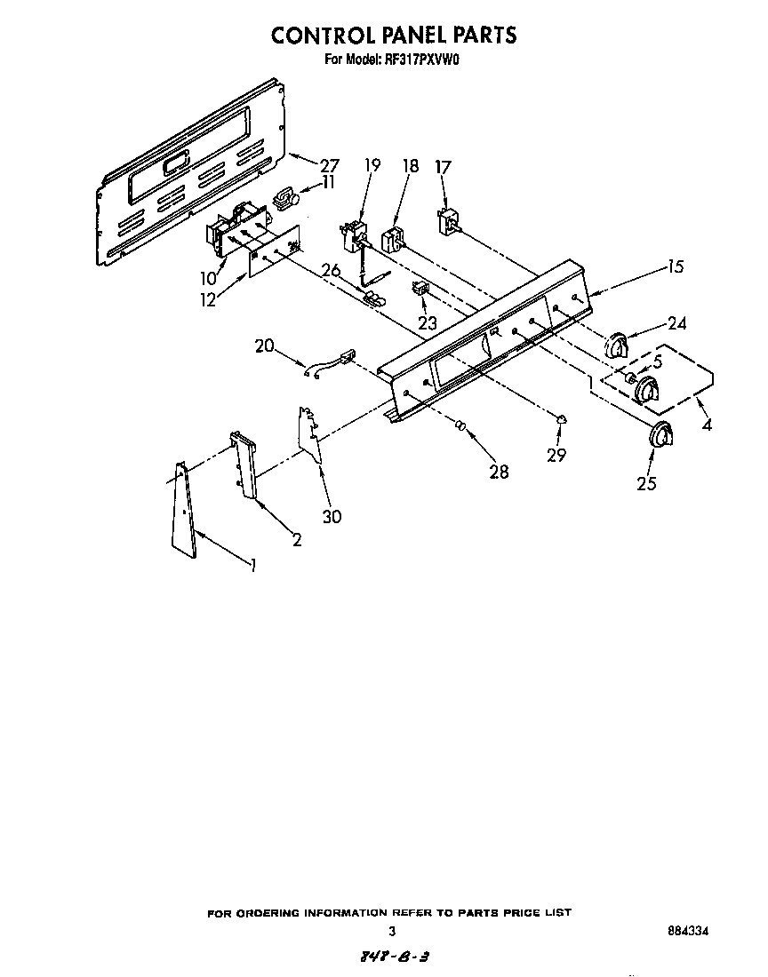 Whirlpool RF317PXVW0 control panel diagram