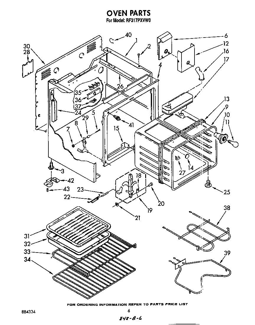 Whirlpool RF317PXVW0 oven diagram