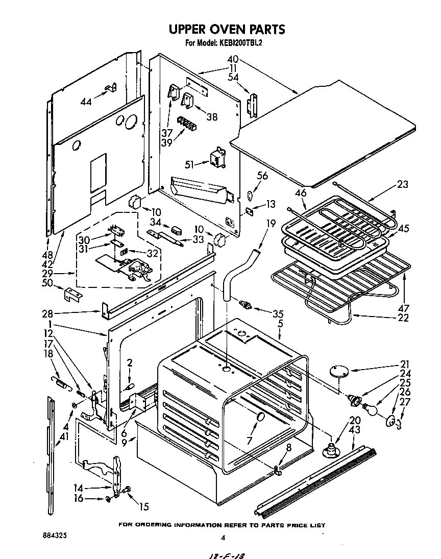 KitchenAid KEBI200TBL2 upper oven diagram