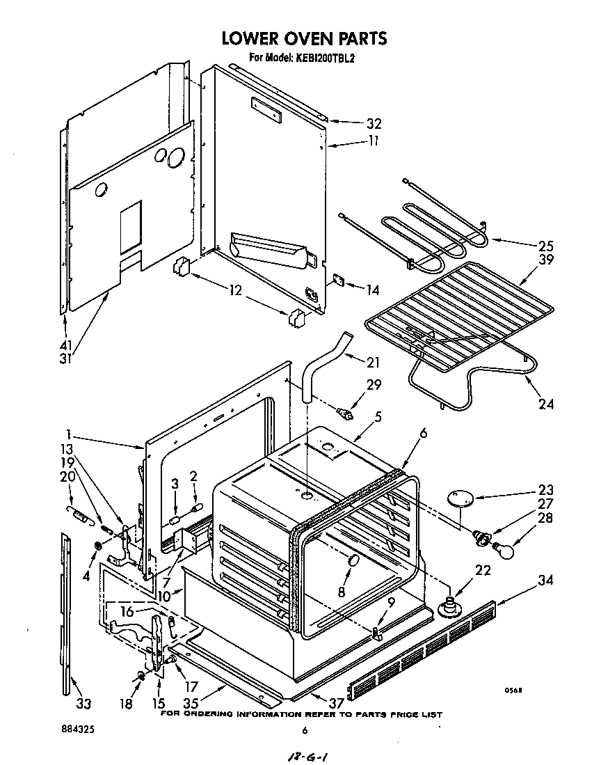 KitchenAid KEBI200TBL2 lower oven diagram