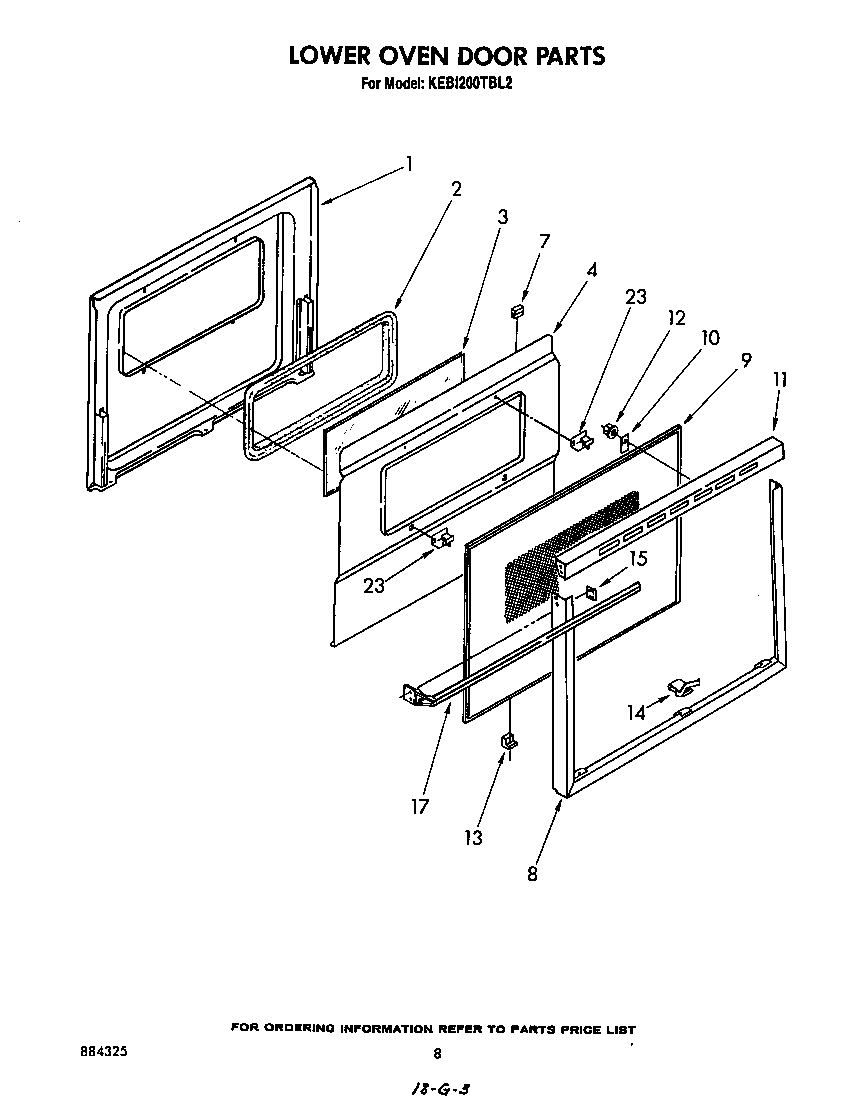 KitchenAid KEBI200TBL2 lower oven door diagram