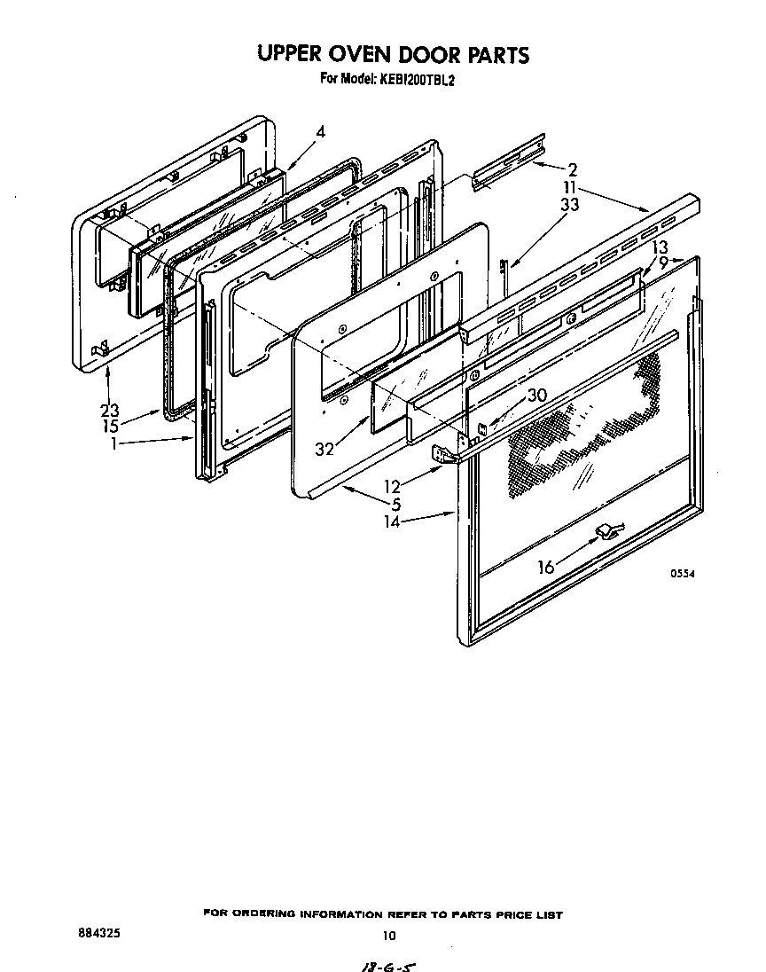 KitchenAid KEBI200TBL2 upper oven door diagram