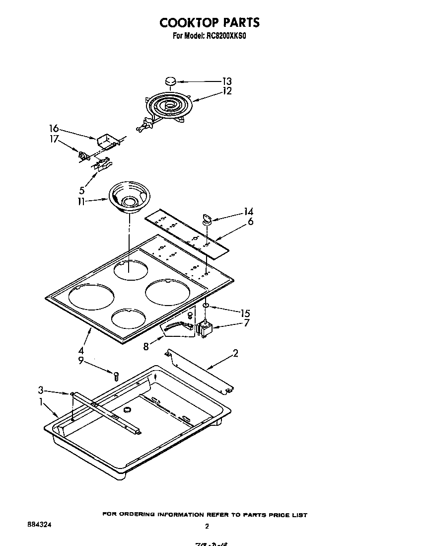 Whirlpool RC8200XKS0 cooktop diagram