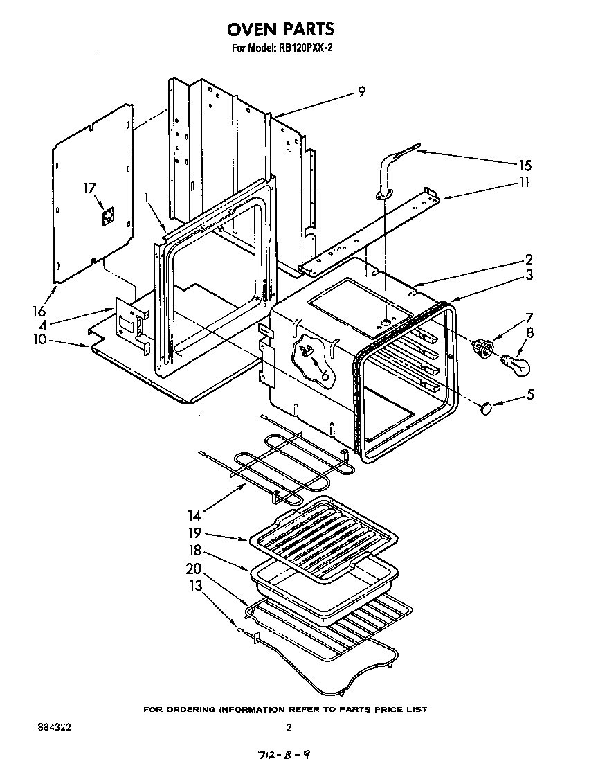 Whirlpool RB120PXK2 oven diagram