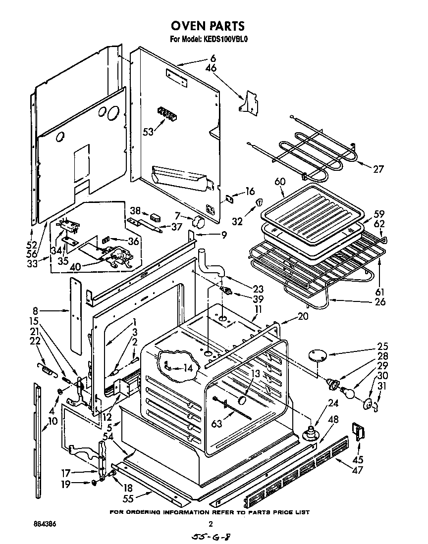 KitchenAid KEDS100VWH0 oven diagram