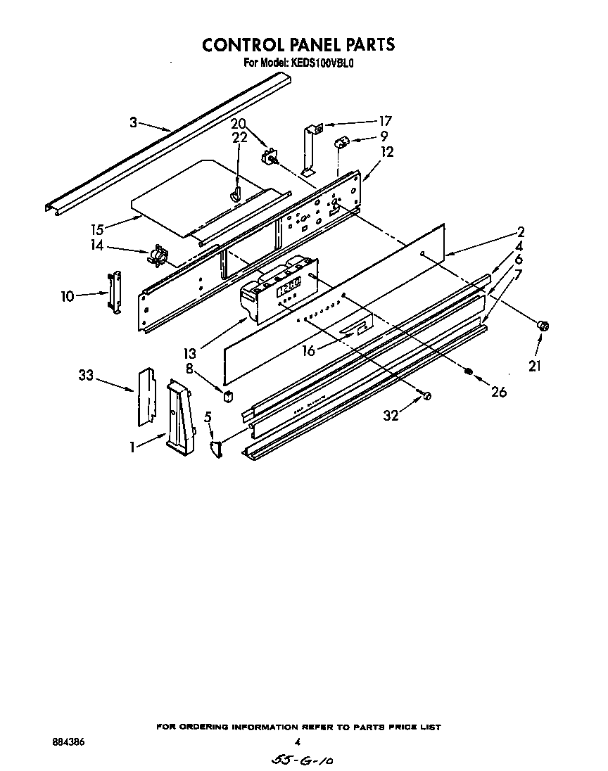 KitchenAid KEDS100VWH0 control panel diagram