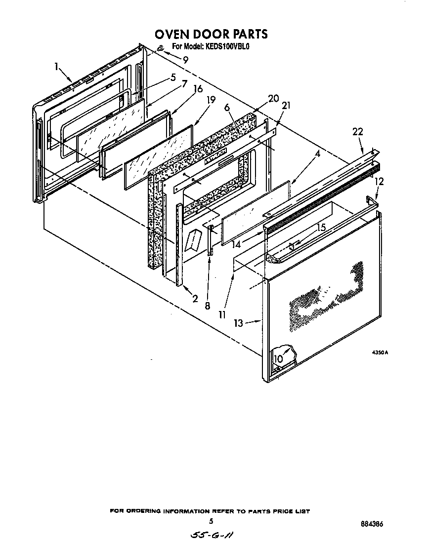 KitchenAid KEDS100VWH0 oven door diagram