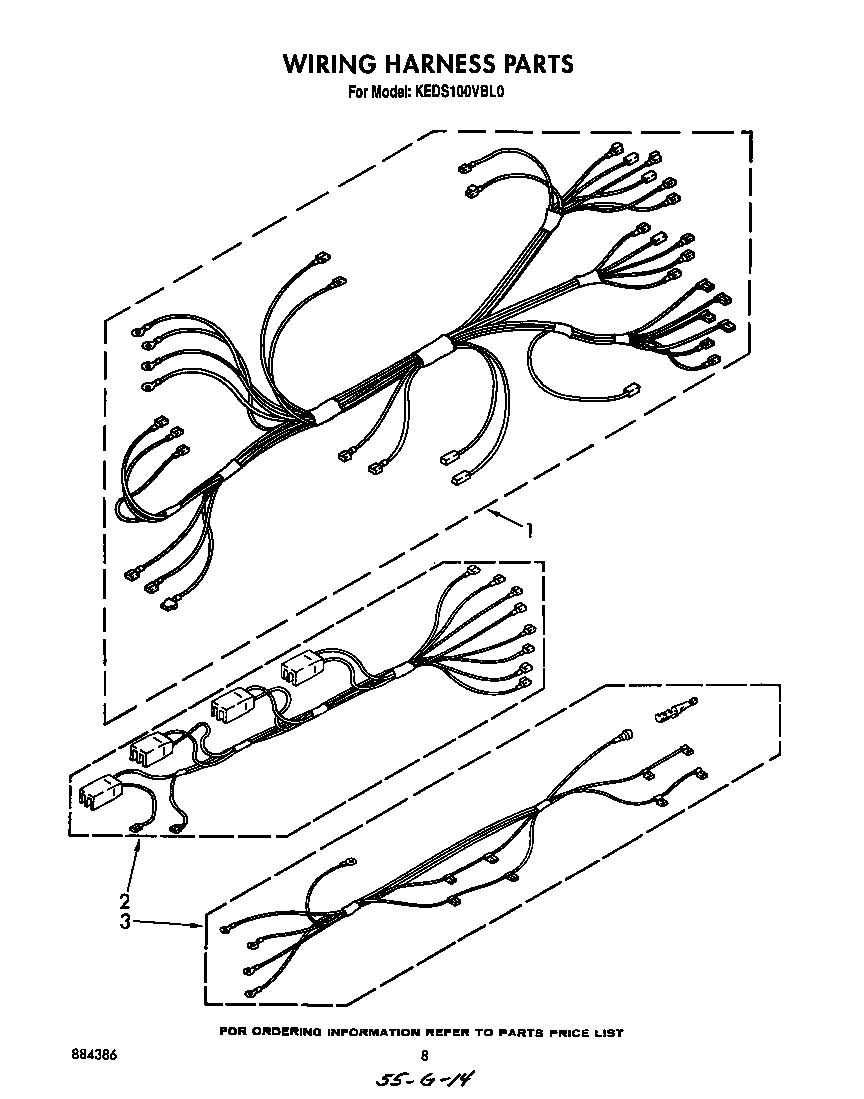 KitchenAid KEDS100VWH0 wiring harness diagram