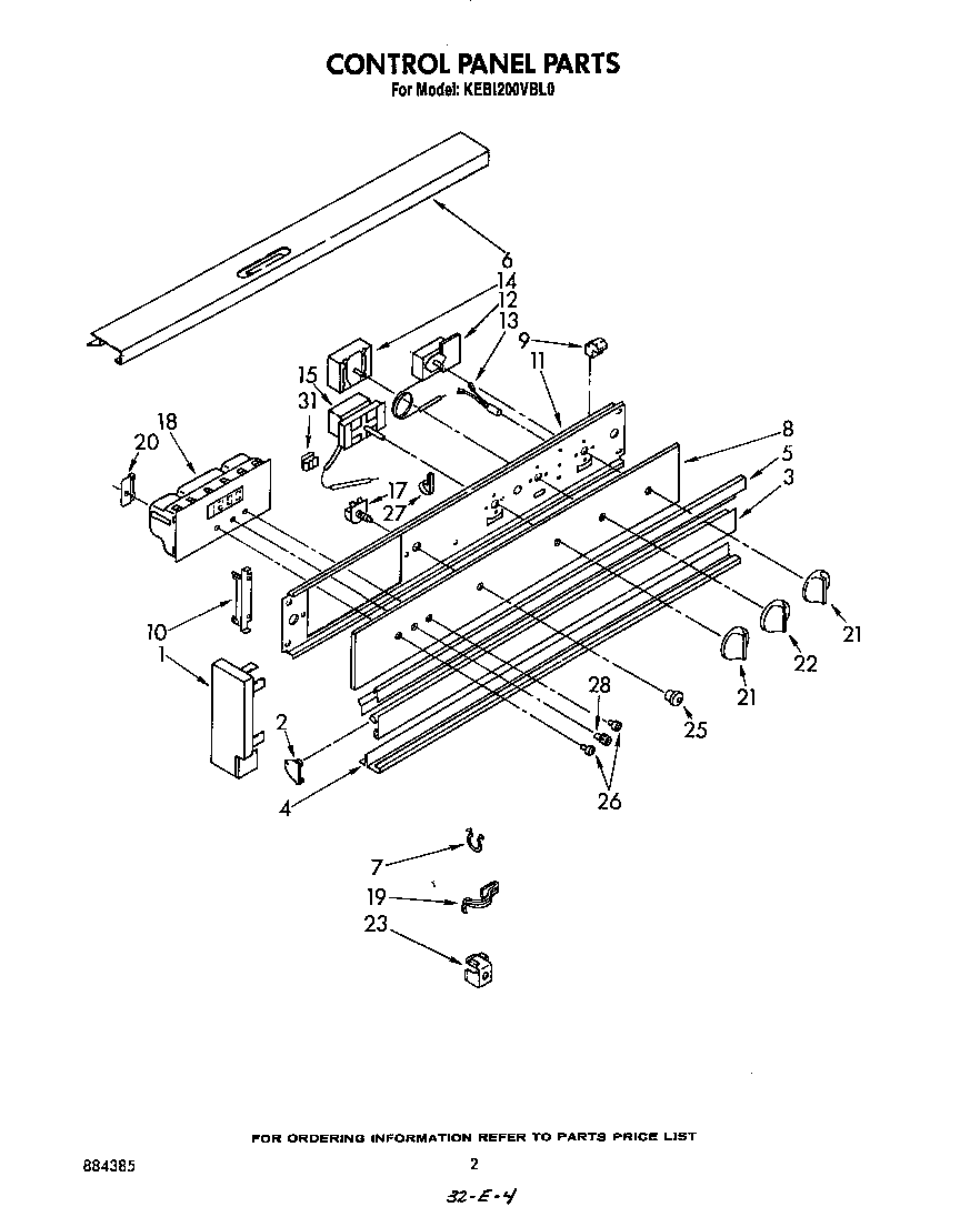 KitchenAid KEBI200VBL0 control panel diagram