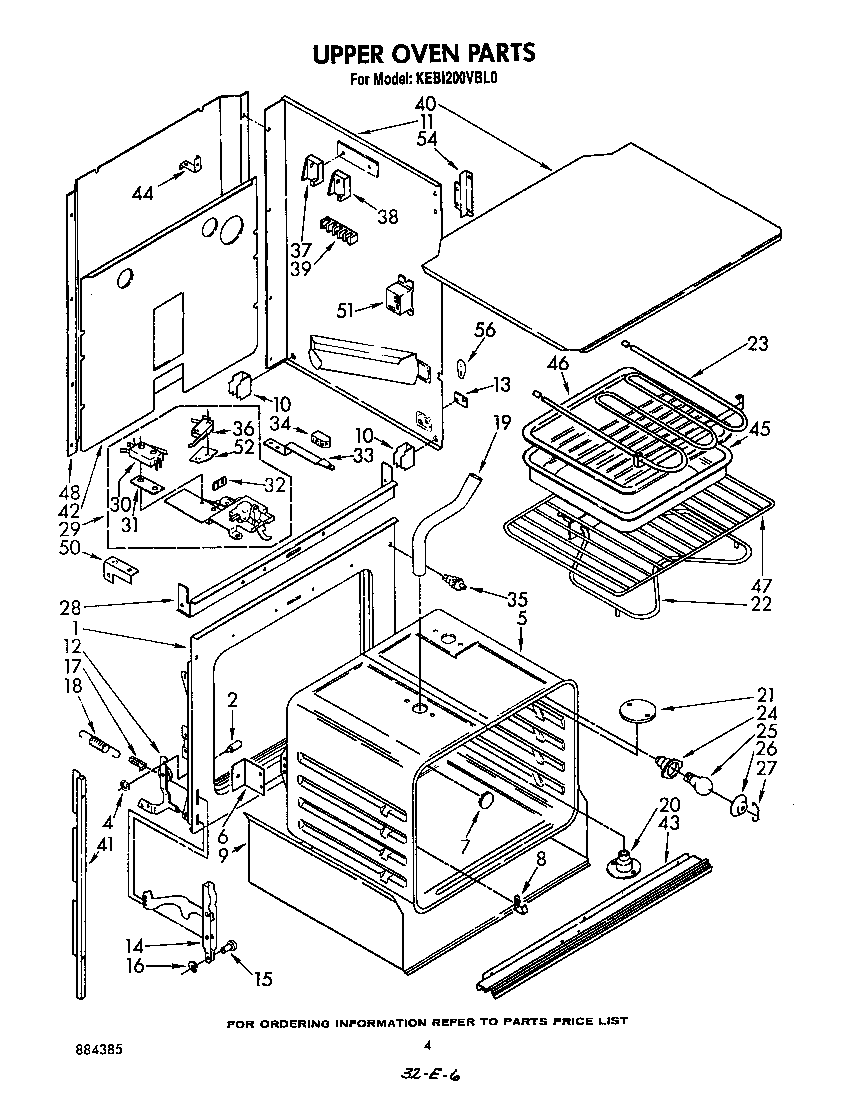 KitchenAid KEBI200VBL0 upper oven diagram