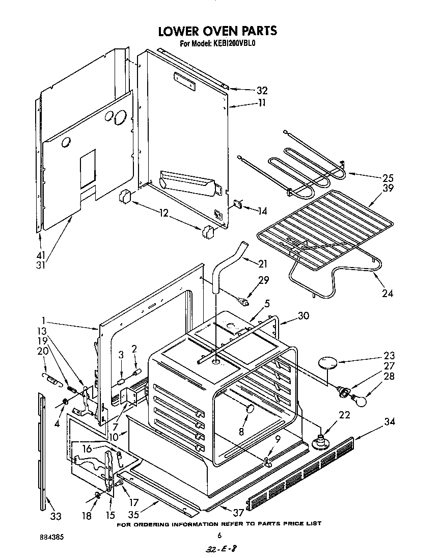 KitchenAid KEBI200VBL0 lower oven diagram