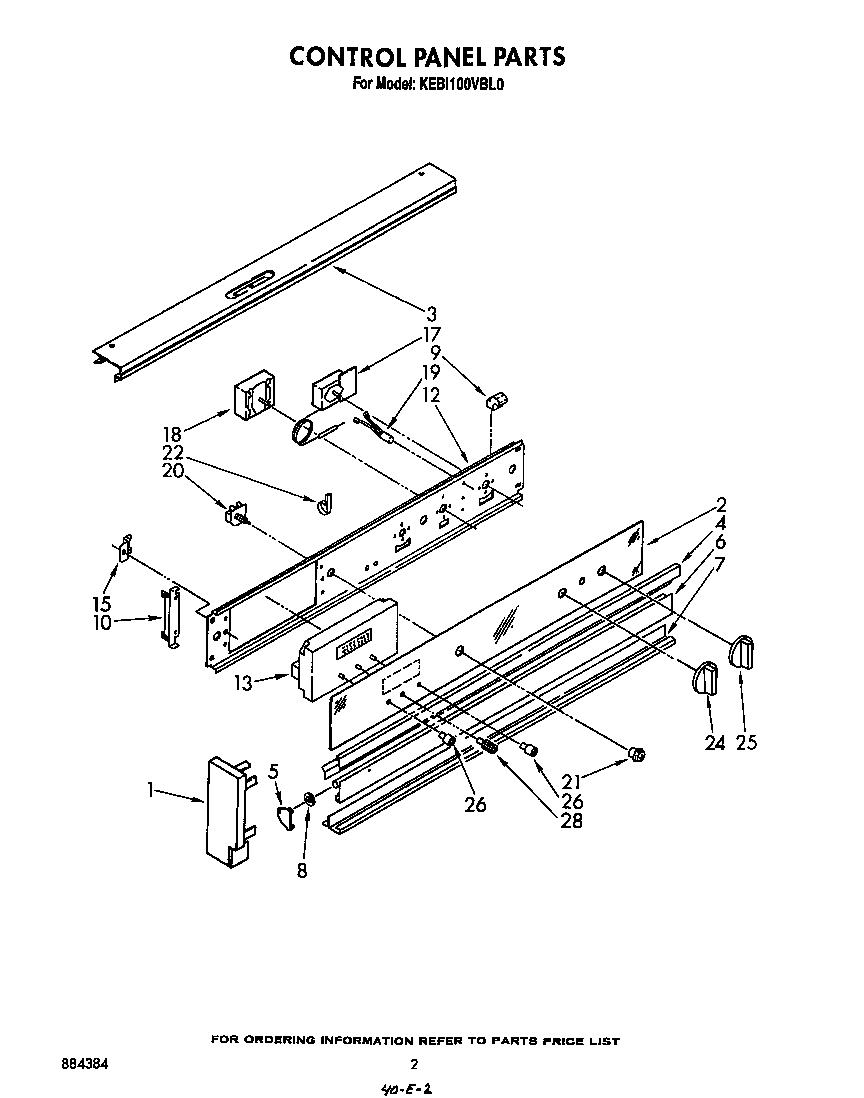 KitchenAid KEBI100VBL0 control panel diagram