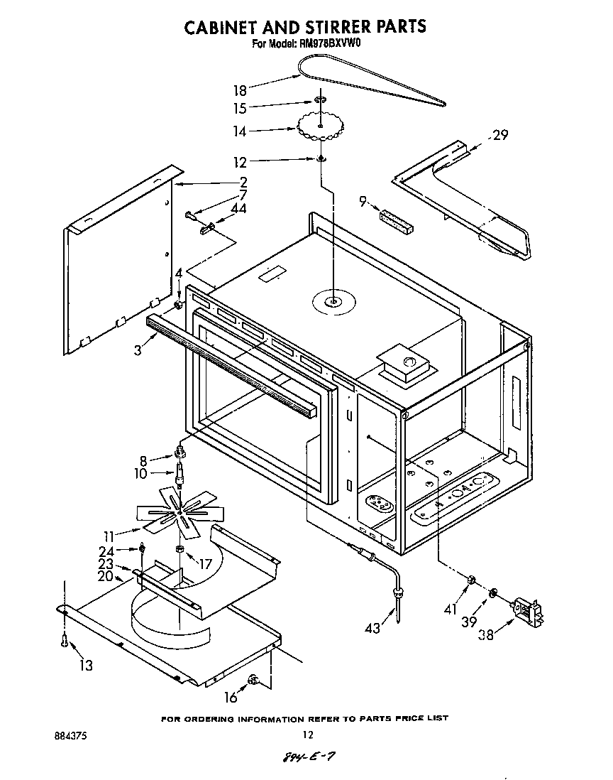Whirlpool RM978BXVW0 cabinet and stirrer diagram