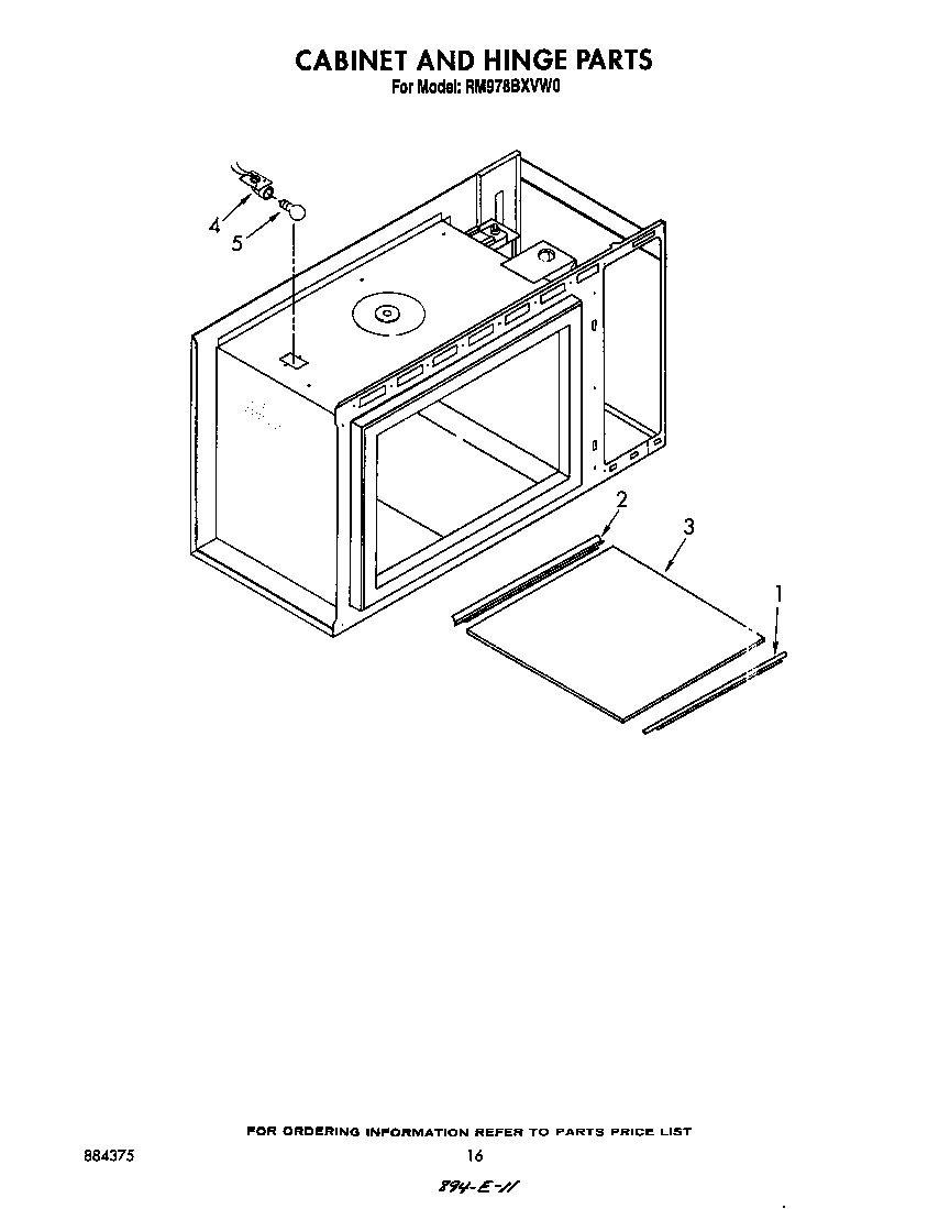 Whirlpool RM978BXVW0 cabinet and hinge diagram