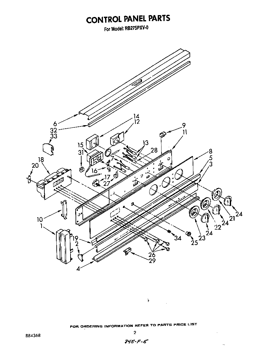 Whirlpool RB275PXV0 control panel diagram