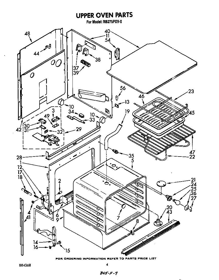 Whirlpool RB275PXV0 upper oven diagram