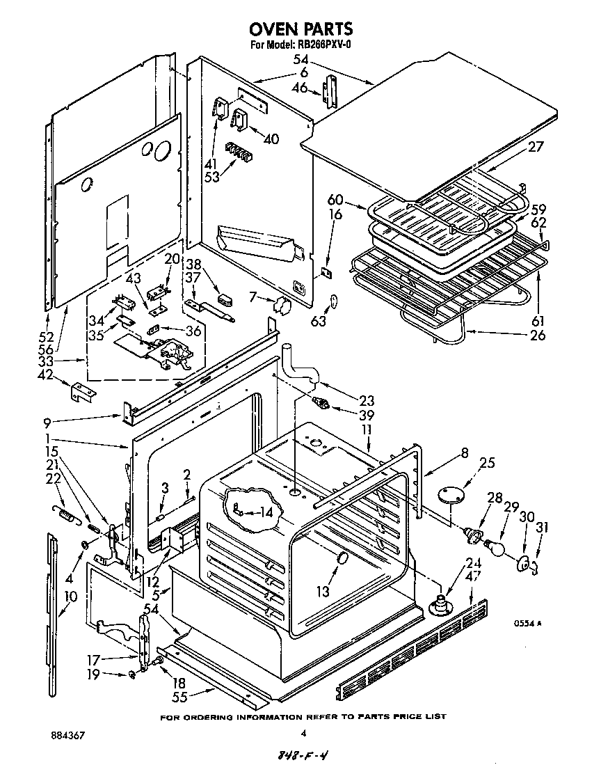 Whirlpool RB266PXV0 oven diagram