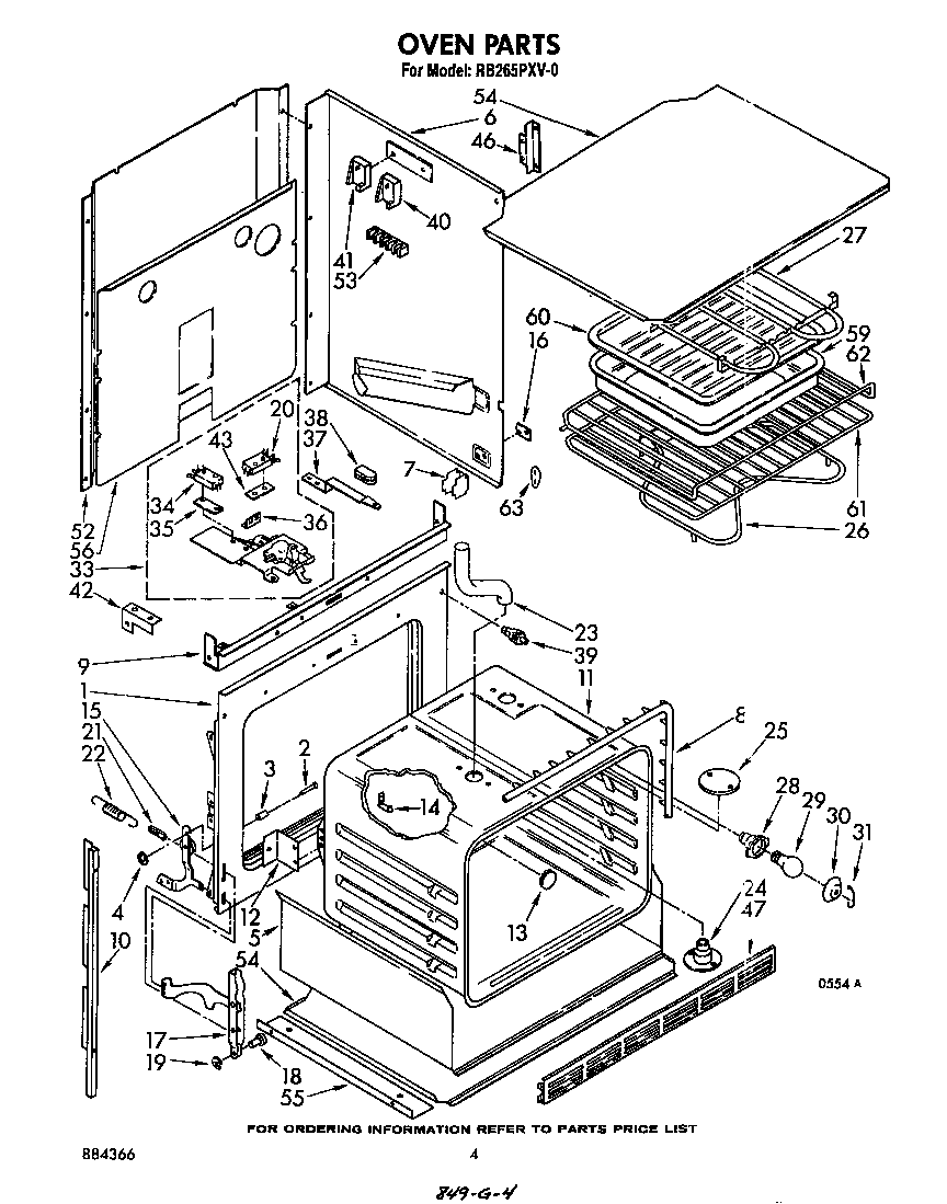 Whirlpool RB265PXV0 oven diagram