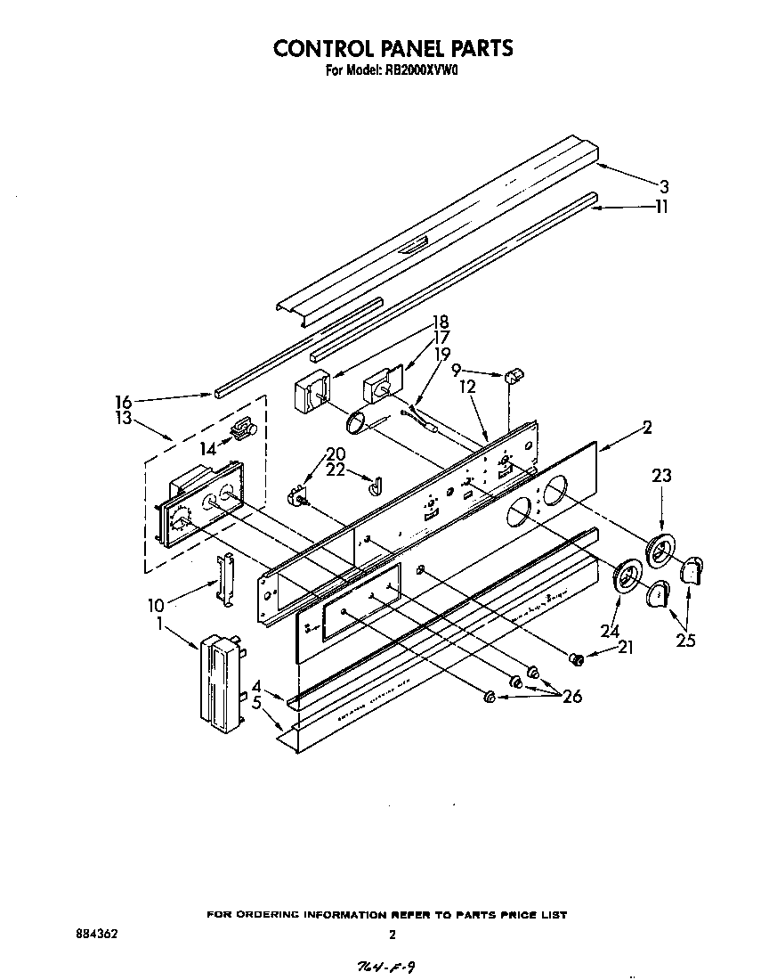 Whirlpool RB2000XVW0 control panel diagram