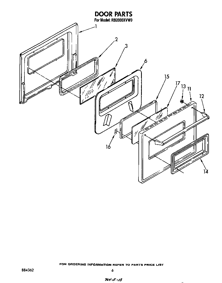 Whirlpool RB2000XVW0 door diagram