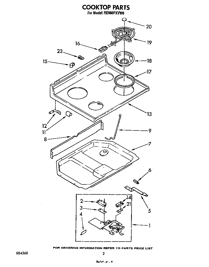 Whirlpool RE960PXVW0 cooktop diagram