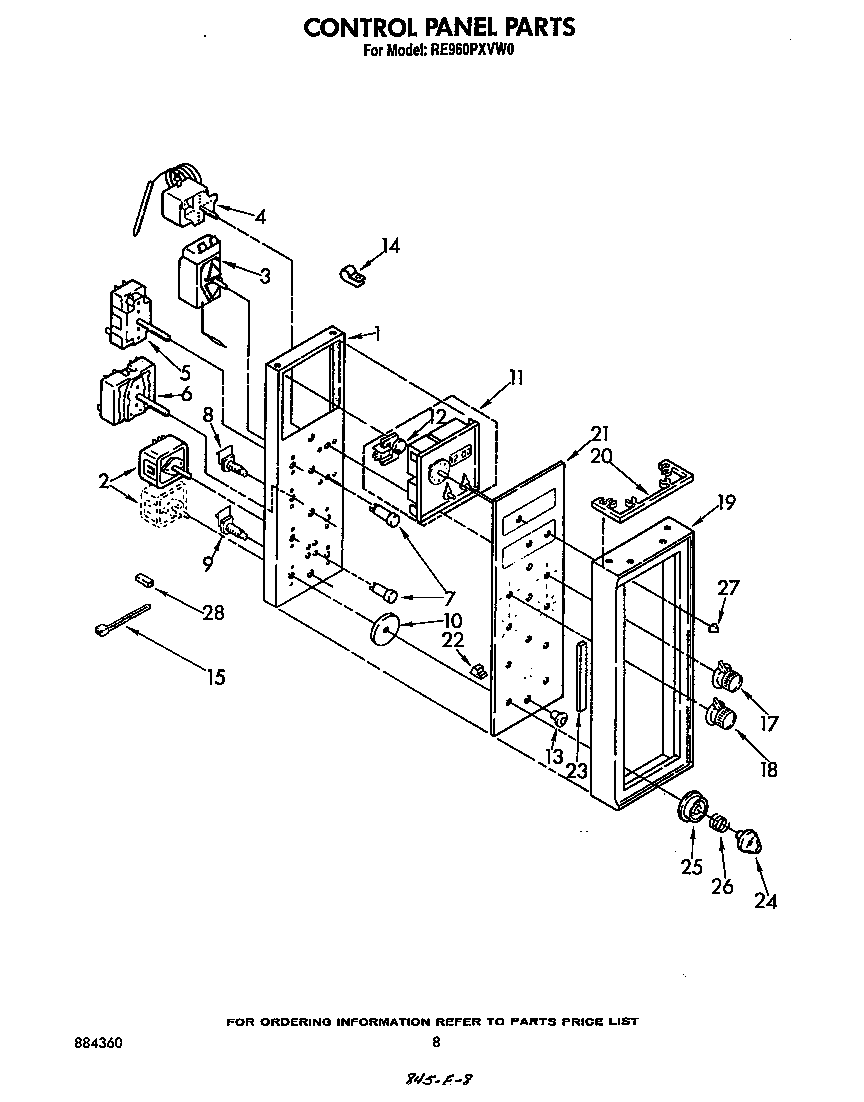 Whirlpool RE960PXVW0 control panel diagram