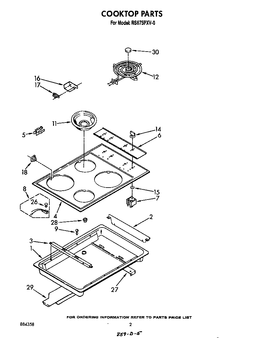 Whirlpool RS675PXV0 cooktop diagram