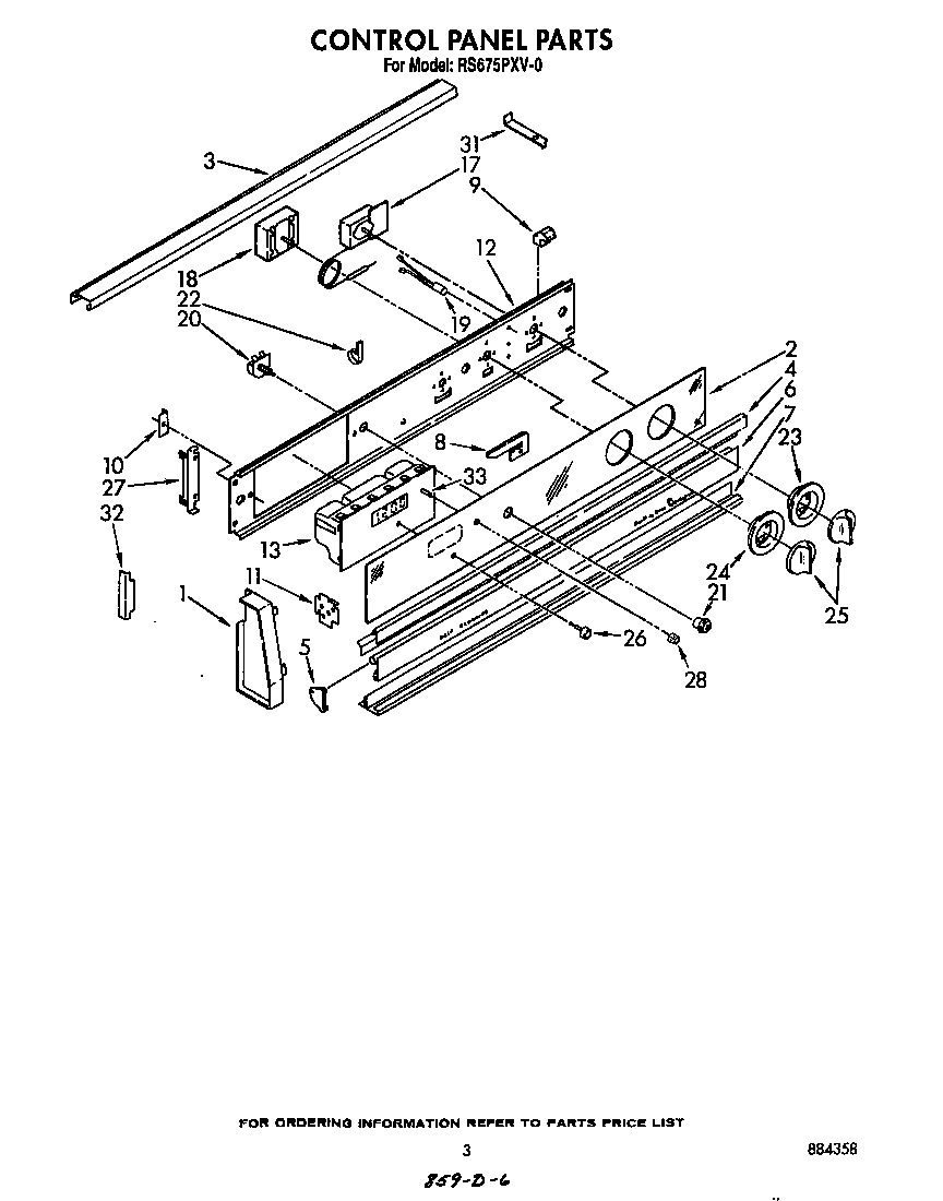 Whirlpool RS675PXV0 control panel diagram