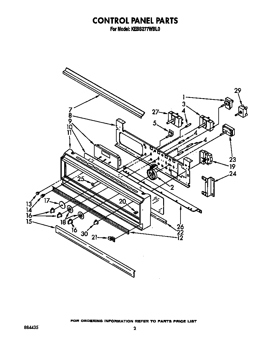 KitchenAid KEBS277WWH0 control panel diagram