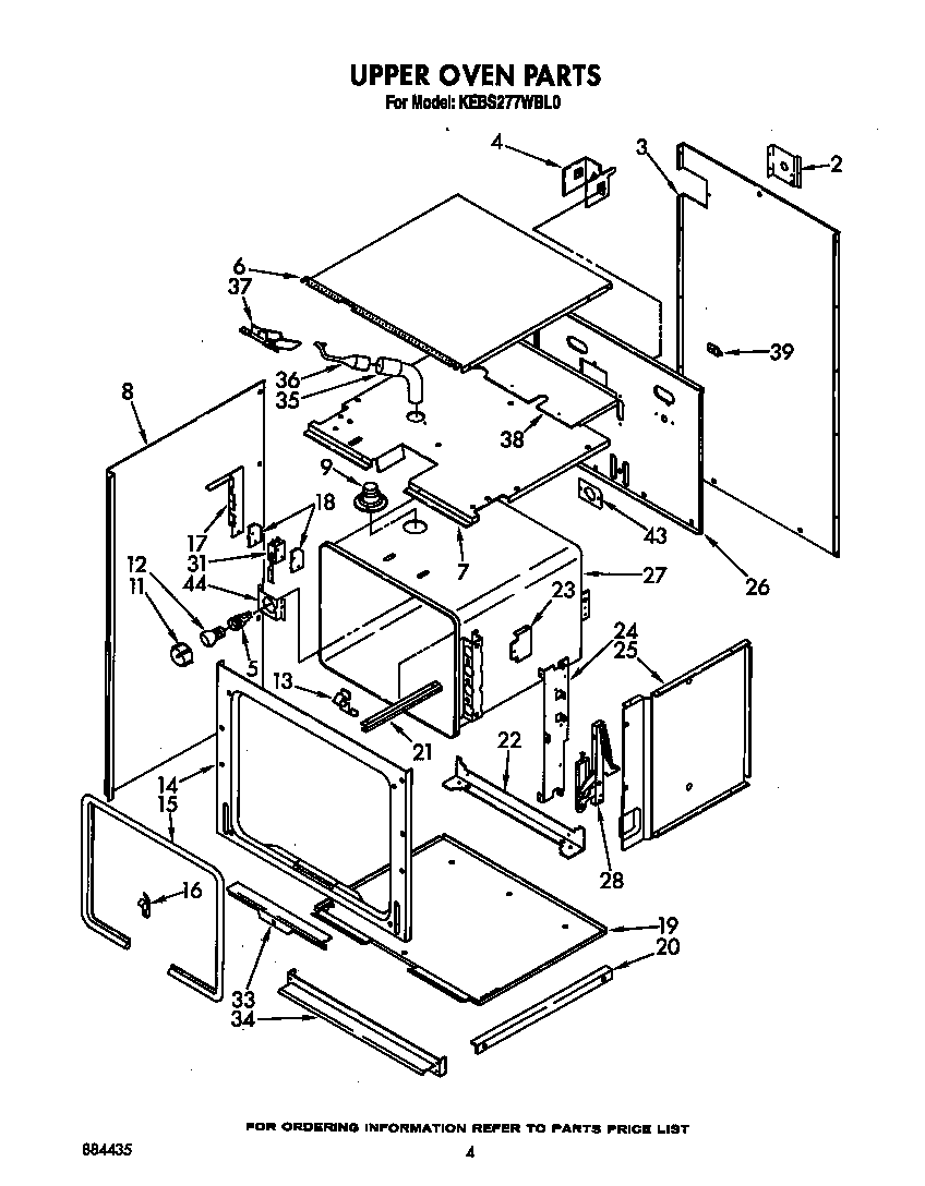 KitchenAid KEBS277WWH0 upper oven diagram