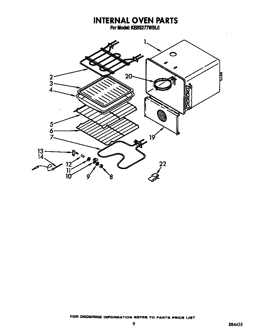 KitchenAid KEBS277WWH0 internal oven diagram