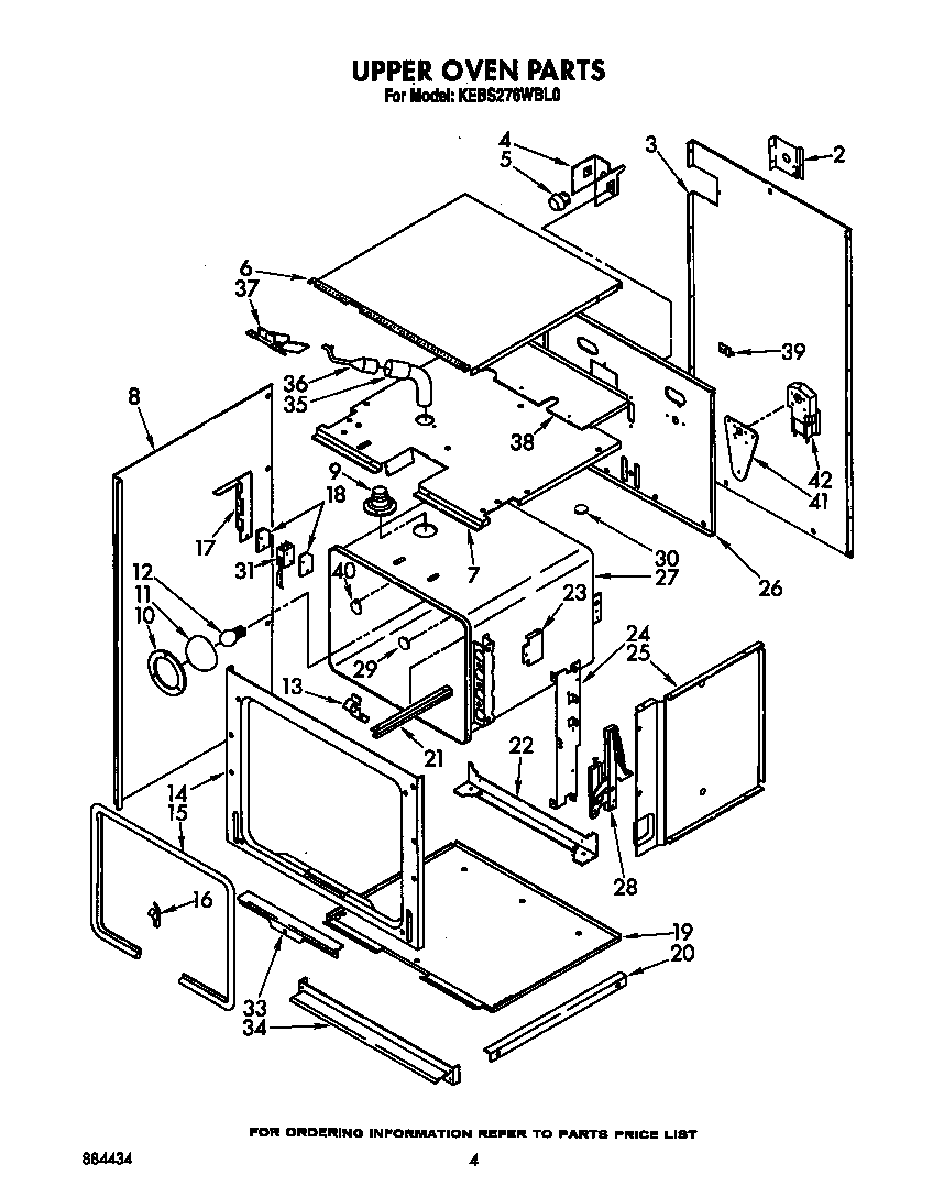 KitchenAid KEBS276WBL0 upper oven diagram