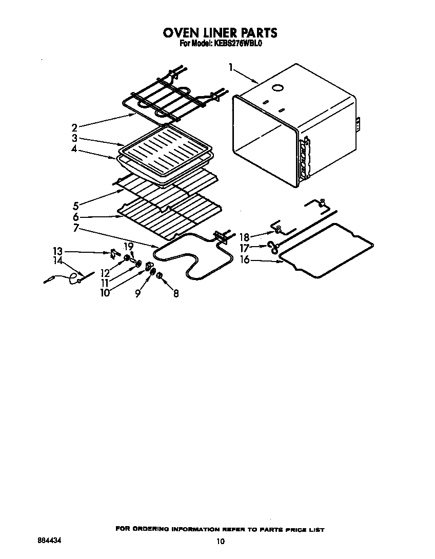 KitchenAid KEBS276WBL0 oven liner diagram