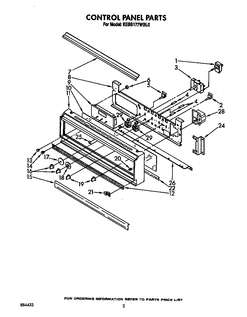 KitchenAid KEBS177WWH0 control panel diagram
