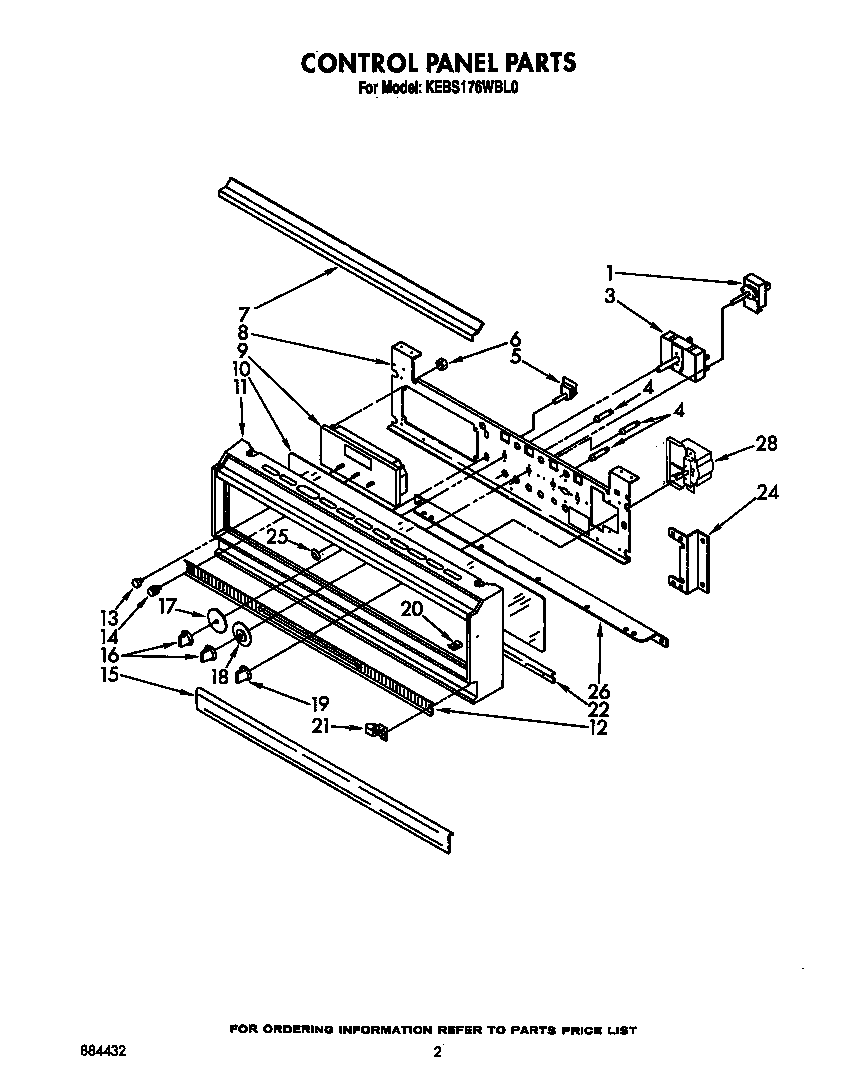 KitchenAid KEBS176WBL0 control panel diagram