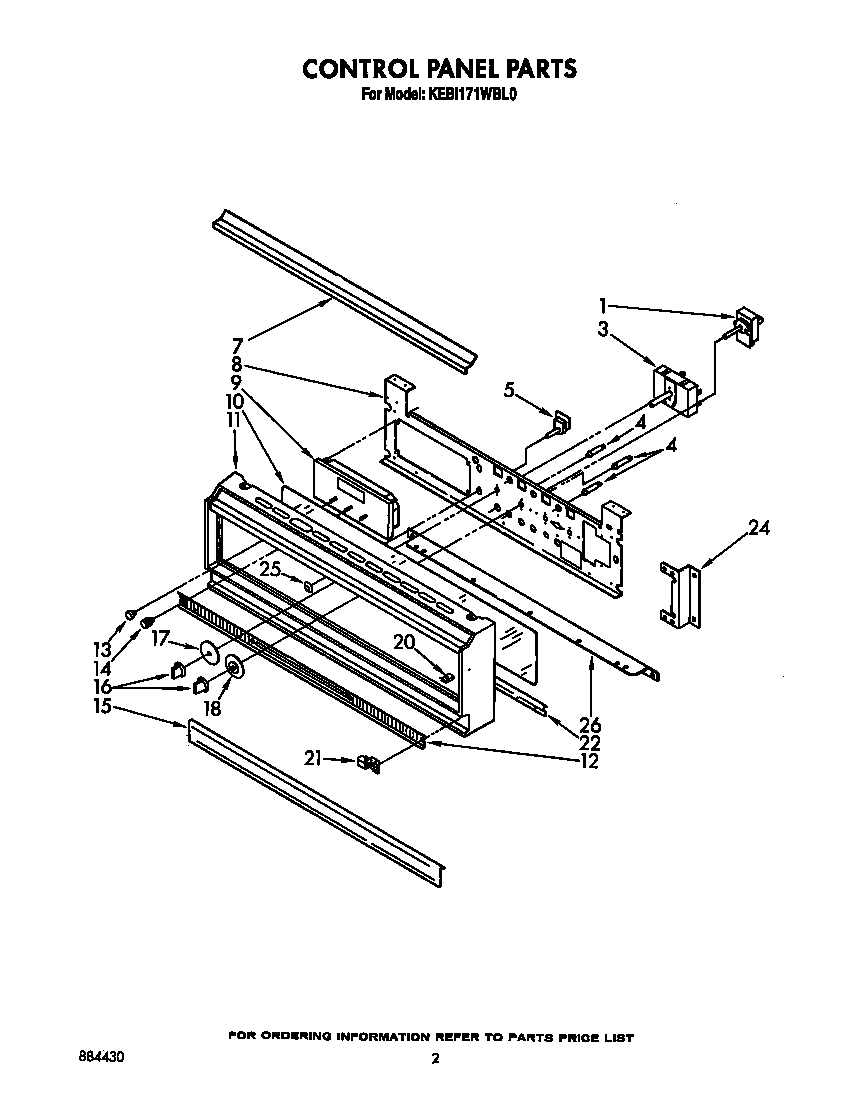 KitchenAid KEBI171WBL0 control panel diagram